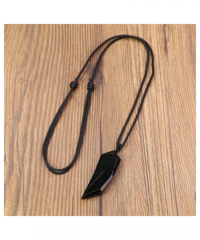 Wolf Wooth Stone Matching Couples Pendant Necklaces Black Obsidian $13.50 Necklaces