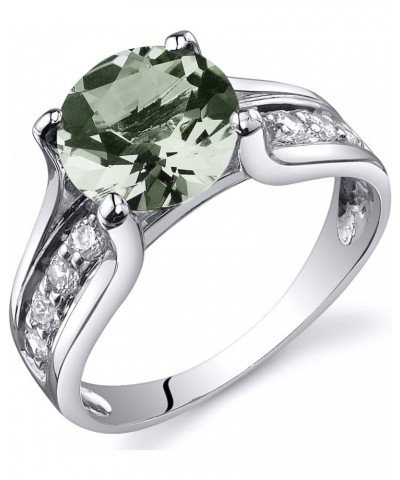 Green Amethyst Cathedral Solitaire Ring for Women 925 Sterling Silver, Natural Gemstone Birthstone, 1.75 Carats Round Shape 8...