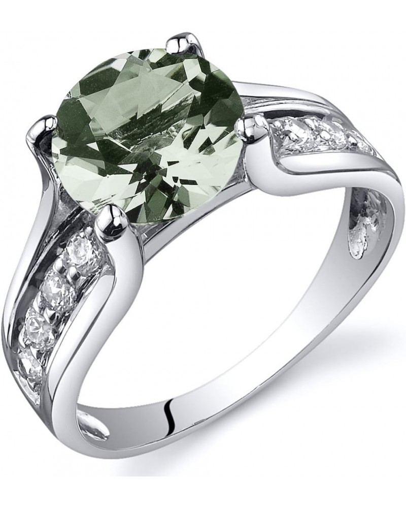 Green Amethyst Cathedral Solitaire Ring for Women 925 Sterling Silver, Natural Gemstone Birthstone, 1.75 Carats Round Shape 8...