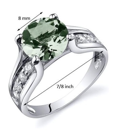 Green Amethyst Cathedral Solitaire Ring for Women 925 Sterling Silver, Natural Gemstone Birthstone, 1.75 Carats Round Shape 8...