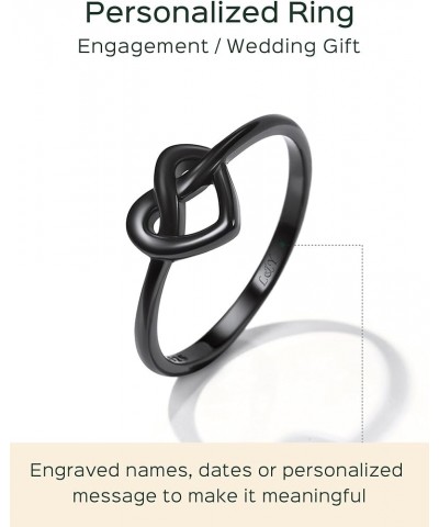 925 Sterling Silver Love Knot Promise Ring High Polish Comfort Fit Band Ring Size 4-12(With Gift Box) 04.Black-Engraving-Gift...