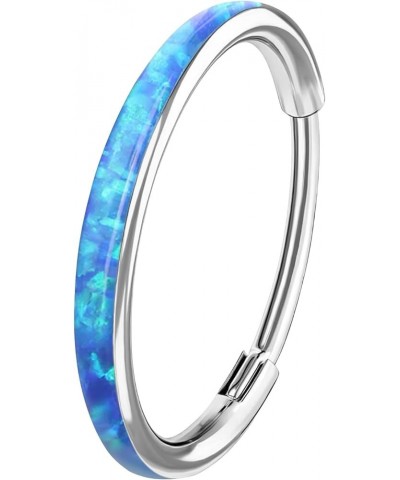 20G 8mm 316L Stainless Steel Nose Ring Hoop for Women, Purple/Blue/White Opal Septum Rings Blue Opal $9.68 Body Jewelry