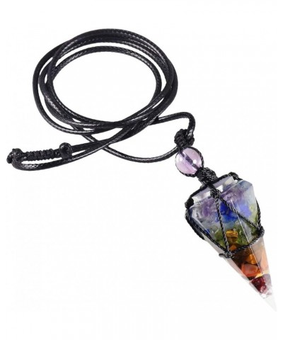 Healing Crystal Point Pendant Necklace for Women Men, Hexagonal Stone Pendulum for Divination Adjustable Cord 18-32 Inches Mu...