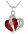 Pendant Necklace Cubic Zirconia Inlaid Neck Decoration Women Cubic Zirconia Inlaid Heart Shape Necklace for Party Red $3.59 O...