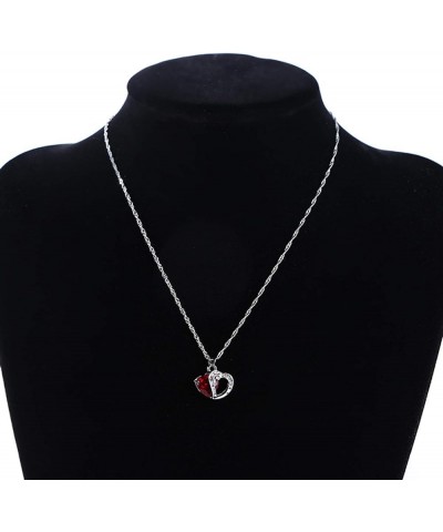 Pendant Necklace Cubic Zirconia Inlaid Neck Decoration Women Cubic Zirconia Inlaid Heart Shape Necklace for Party Red $3.59 O...