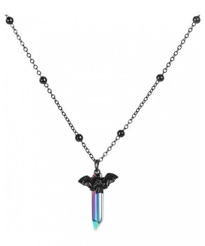 Bat Quartz Crystal Witch Necklace- Gothic Festival Wedding Mysterious Bohemian Crystal Necklace Gothic Jewelry Colorful Cryst...