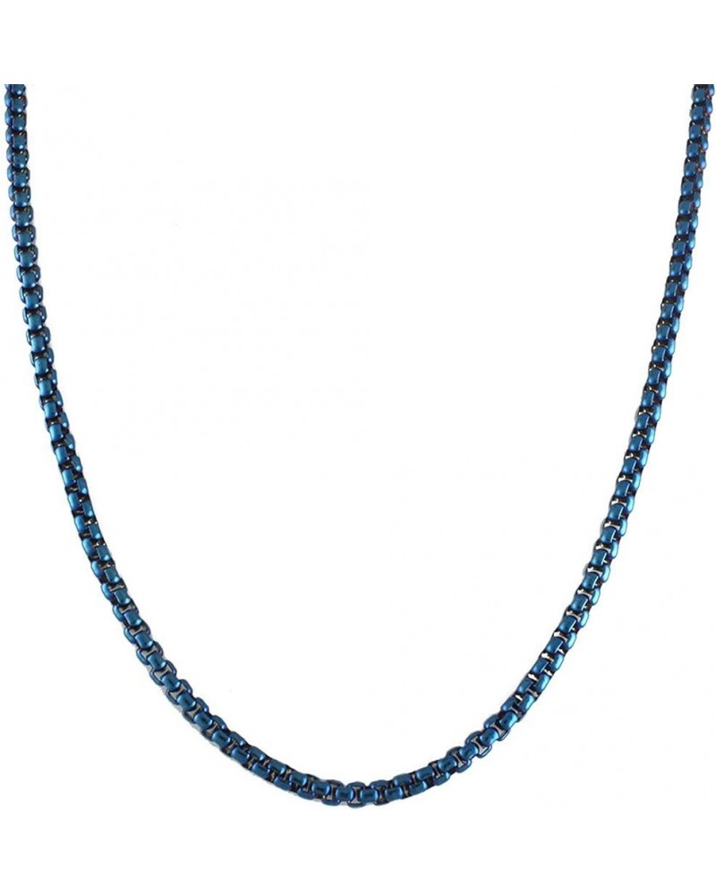 Electric Blue Rolo Chain Necklace Mens Womens Stainless Steel 3mm 15-24-inch 21-inch length $9.20 Necklaces