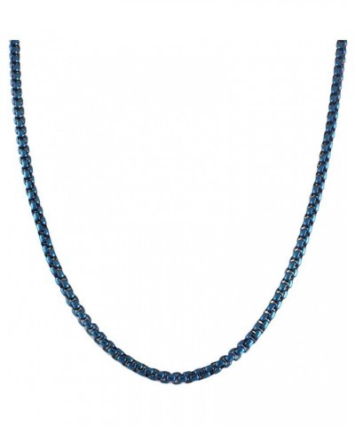 Electric Blue Rolo Chain Necklace Mens Womens Stainless Steel 3mm 15-24-inch 21-inch length $9.20 Necklaces