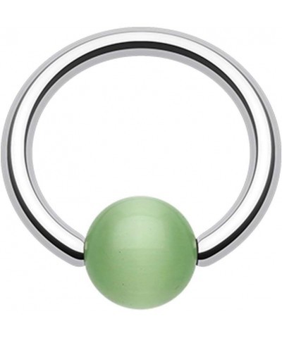 Cat Eye Stone Bead Captive Bead Ring 18GA, Length: 5/16" (8mm), Ball: 4mm, Green $10.19 Body Jewelry