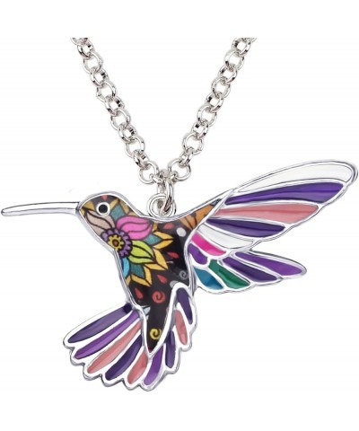 Enamel Alloy Chain Hummingbird Bird Necklace Pendant Original Design for Women Kids Charms Gifts Purple $9.11 Pendants