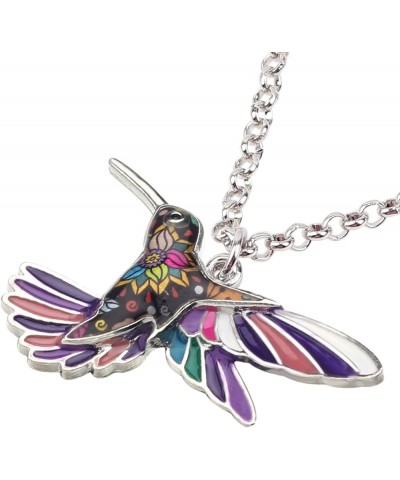 Enamel Alloy Chain Hummingbird Bird Necklace Pendant Original Design for Women Kids Charms Gifts Purple $9.11 Pendants