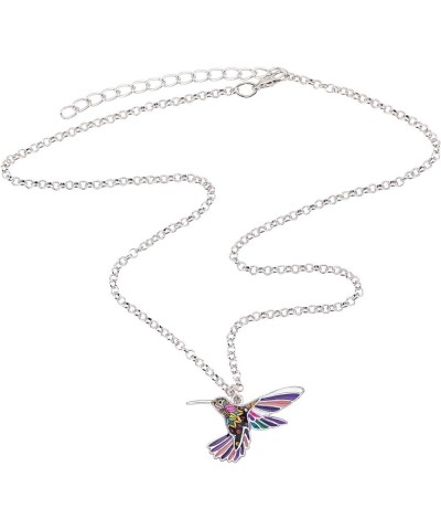 Enamel Alloy Chain Hummingbird Bird Necklace Pendant Original Design for Women Kids Charms Gifts Purple $9.11 Pendants