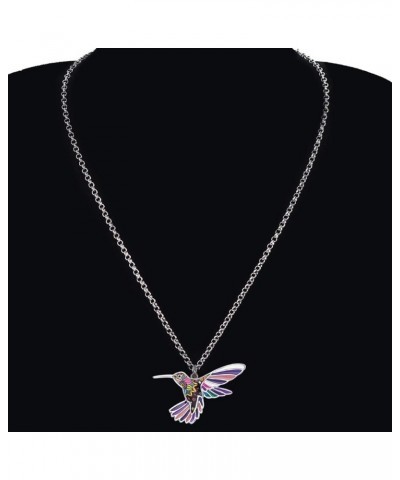 Enamel Alloy Chain Hummingbird Bird Necklace Pendant Original Design for Women Kids Charms Gifts Purple $9.11 Pendants