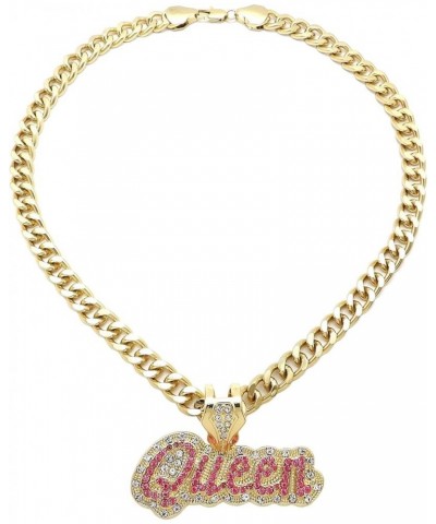 ICED Out Queen Pendant & 11mm/20 Cuban Chain Womens Necklace RC3397 Gold $10.80 Necklaces