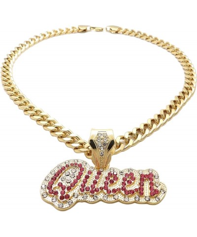 ICED Out Queen Pendant & 11mm/20 Cuban Chain Womens Necklace RC3397 Gold $10.80 Necklaces