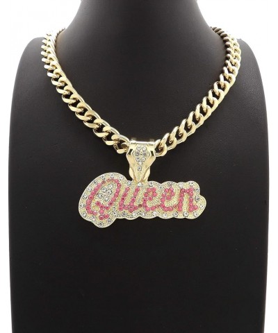 ICED Out Queen Pendant & 11mm/20 Cuban Chain Womens Necklace RC3397 Gold $10.80 Necklaces