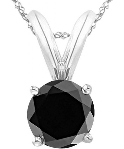 1/2-5 Carat Round Black Diamond 4 Prong Pendant Necklace (AAA Quality) W/ 16" Silver Chain 0.74 Carat 14K White Gold $249.78 ...