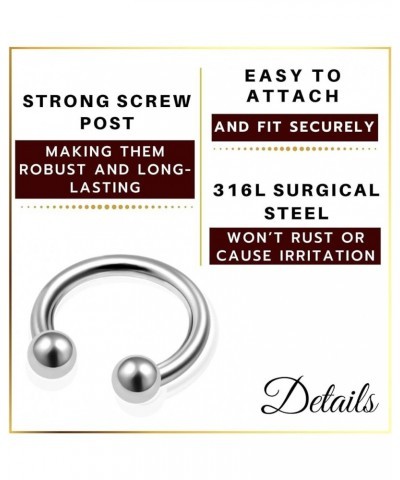 3Pcs Surgical Steel 20g-14g horseshoe earring Piercing Jewelry Cartilage Septum Nose Tragus Eyebrow Daith Helix More Choices ...