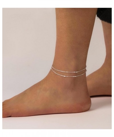 Gold/Sliver Ankle Bracelets for Women,14K Gold Anklets for Women Waterproof Cuban Link Heart Beads Herringbone Rhinestone Ank...