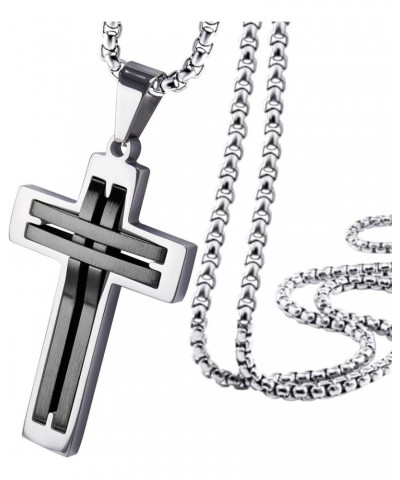 Stainless Steel Cross Necklace Pendant for Men and Women 16-24" Chain Silver & Black 20.0 Inches $11.96 Necklaces