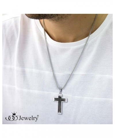 Stainless Steel Cross Necklace Pendant for Men and Women 16-24" Chain Silver & Black 20.0 Inches $11.96 Necklaces