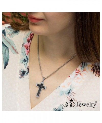 Stainless Steel Cross Necklace Pendant for Men and Women 16-24" Chain Silver & Black 20.0 Inches $11.96 Necklaces