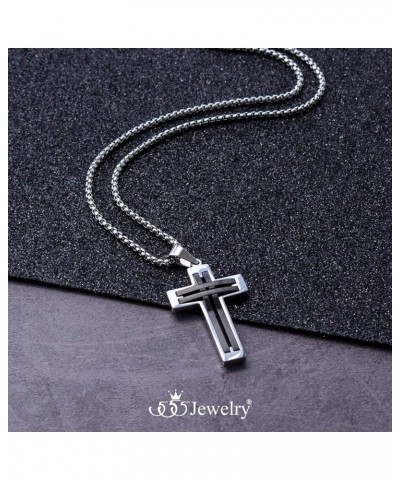 Stainless Steel Cross Necklace Pendant for Men and Women 16-24" Chain Silver & Black 20.0 Inches $11.96 Necklaces