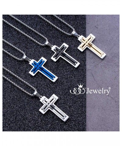 Stainless Steel Cross Necklace Pendant for Men and Women 16-24" Chain Silver & Black 20.0 Inches $11.96 Necklaces