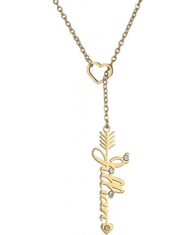 Heart Shaped Arrow Y Necklace with Name 18 + 2 in Made of PVD Gold Plated Stainless Steel Jillian Stainless Steel $8.26 Neckl...