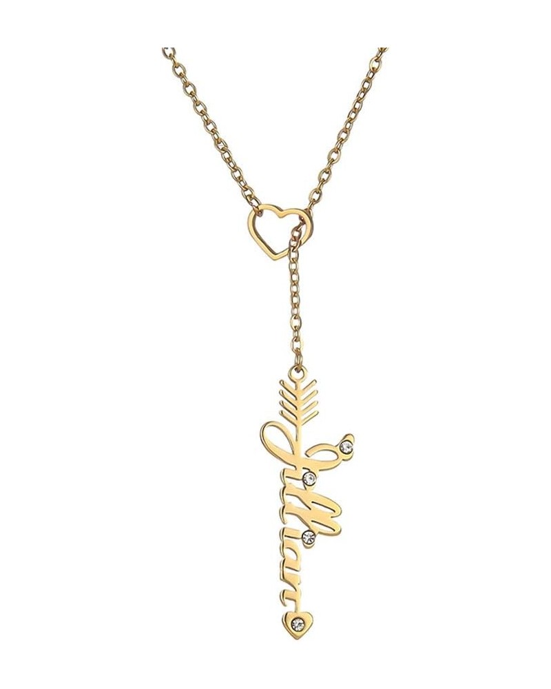 Heart Shaped Arrow Y Necklace with Name 18 + 2 in Made of PVD Gold Plated Stainless Steel Jillian Stainless Steel $8.26 Neckl...