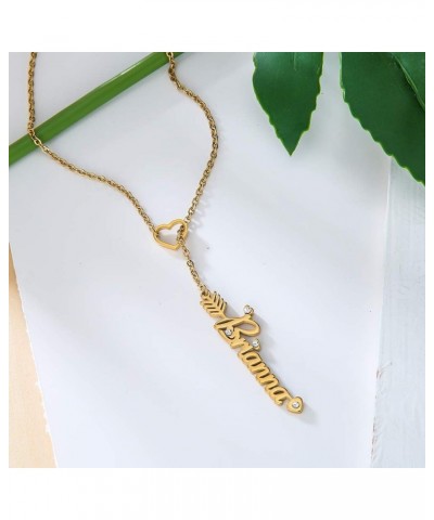 Heart Shaped Arrow Y Necklace with Name 18 + 2 in Made of PVD Gold Plated Stainless Steel Jillian Stainless Steel $8.26 Neckl...