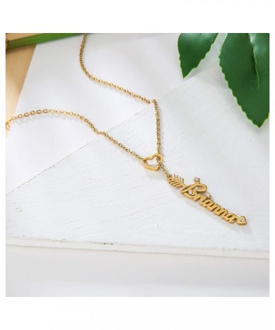 Heart Shaped Arrow Y Necklace with Name 18 + 2 in Made of PVD Gold Plated Stainless Steel Jillian Stainless Steel $8.26 Neckl...