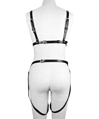 Leather Body Bondage Harness Garter Belt Set Women Bodysuit Cage Gothic Suspender Pastel Goth Wear Rave Clothes (Color : Styl...