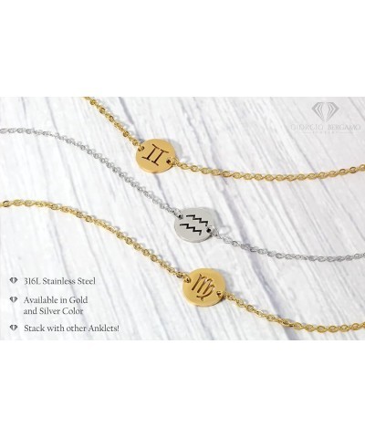 Stainless Steel Gold Plated Zodiac, Constellation, Horoscope, Disc Anklet, Ankle Bracelet Scorpio, Silver $11.39 Anklets