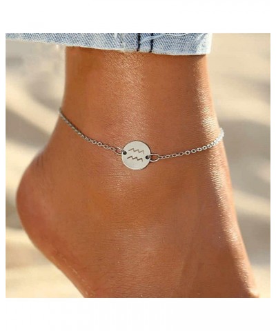 Stainless Steel Gold Plated Zodiac, Constellation, Horoscope, Disc Anklet, Ankle Bracelet Scorpio, Silver $11.39 Anklets