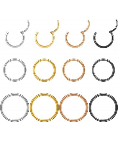 12 Pcs Hoop Nose Rings,18g 316L Surgical Steel Hinged Nose Rings Hoop for Women Men, Septum Rings Cartilage Lip Rings Body Pi...