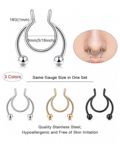 Fake Nose Ring Hoop Fake Nose Rings Stainless Steel Fake Nose Ring Piercing Fake Nose Piercing Clip On Nose Ring for Women No...