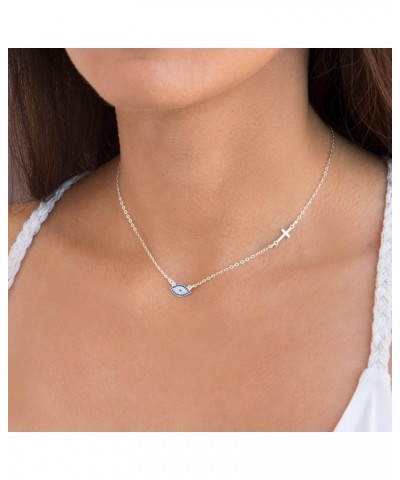 Layered Evil Eye Necklaces for Women 18K Gold Plated Dainty Chocker Necklace Delicate Jewelry Gift for Women Girls Cross-18K ...