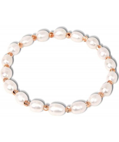 Elegant Pearl Bracelets for Women Real Natural Freshwater Baroque Pearl White Pink Oval Beads Bangles Wedding Friendship Jewe...