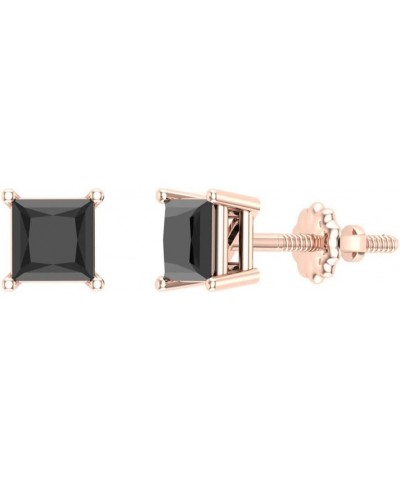 Black Diamond Stud Earrings for Women Men Princess Cut 14K Gold Gift Box Authenticity Cards Rose Gold 0.2 carats $59.16 Earrings