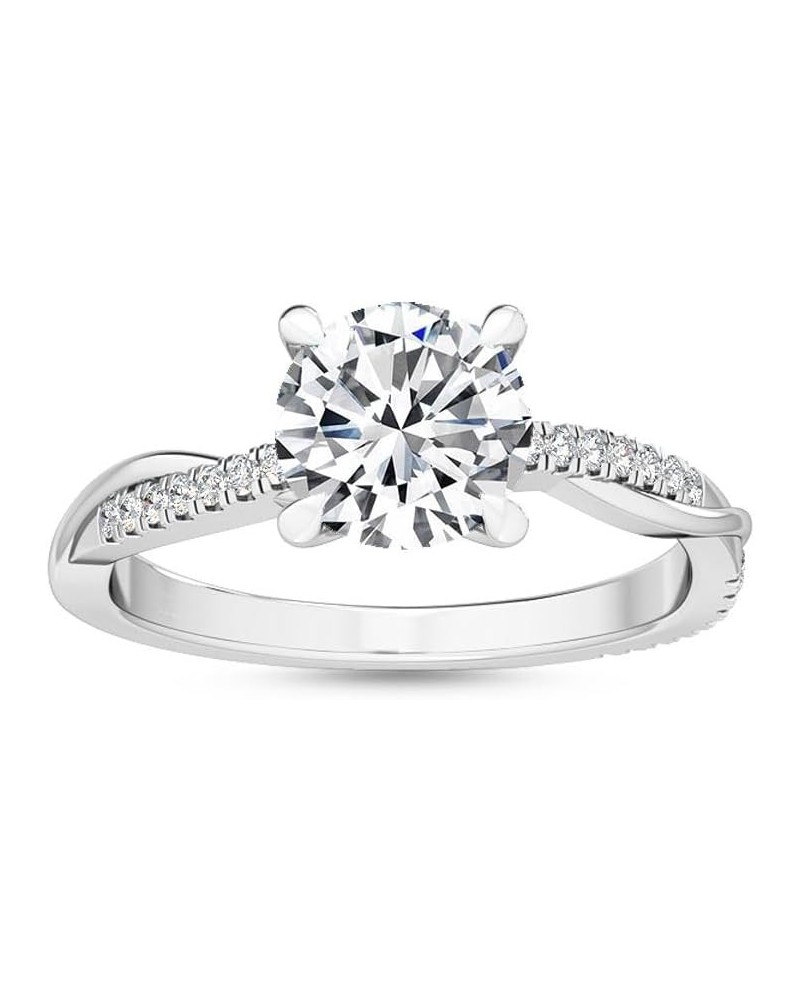 1-5 Carat (ctw) White Gold Round Cut LAB GROWN Diamond Side Stone Engagement Ring (Color E-F Clarity VS2-SI1) 7.5 Platinum $1...