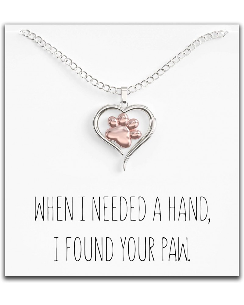 Dog Paw Necklace – Heart Shaped Paw Pendant for Women – Cute Dog Lover Charm with Message Card $13.18 Necklaces