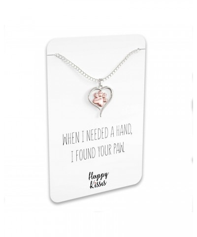 Dog Paw Necklace – Heart Shaped Paw Pendant for Women – Cute Dog Lover Charm with Message Card $13.18 Necklaces