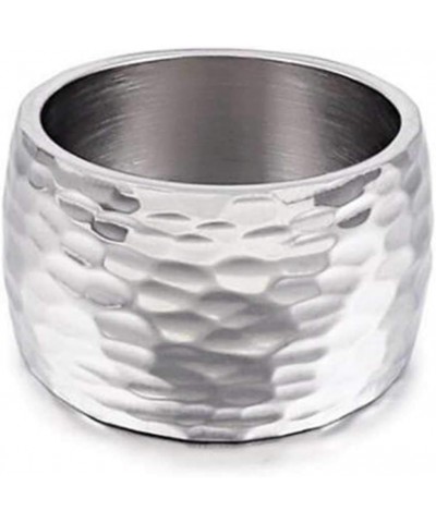 15MM Stainless Steel Classical Simple Plain Hammered Surface Wedding Band Ring Silver $9.07 Rings