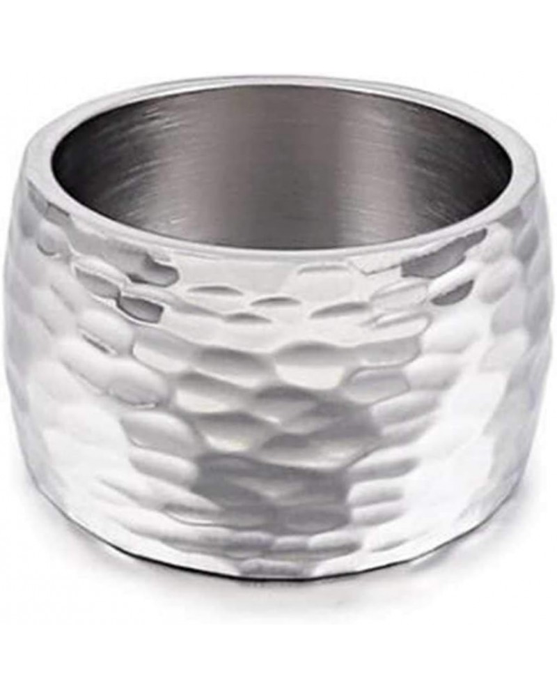 15MM Stainless Steel Classical Simple Plain Hammered Surface Wedding Band Ring Silver $9.07 Rings