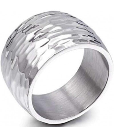 15MM Stainless Steel Classical Simple Plain Hammered Surface Wedding Band Ring Silver $9.07 Rings