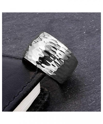 15MM Stainless Steel Classical Simple Plain Hammered Surface Wedding Band Ring Silver $9.07 Rings