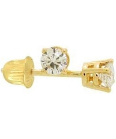 Tiny 14k Yellow Gold Round 2mm CZ Solitaire Stud Screwback Earrings, Cartilage or Second Hole Piercing $21.03 Earrings