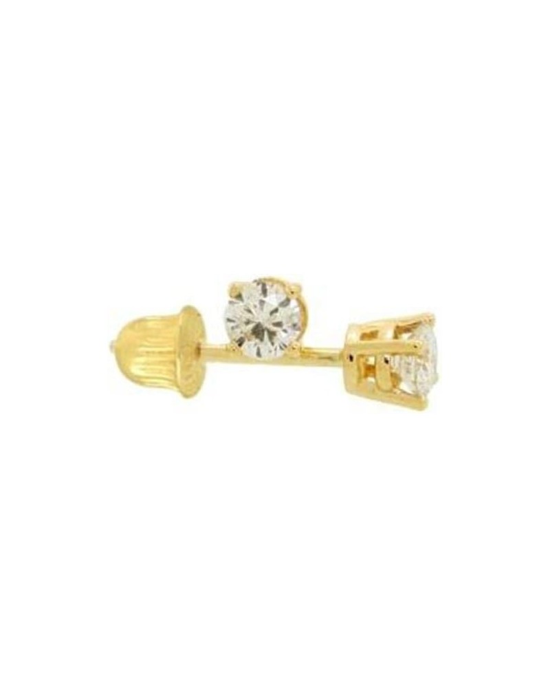 Tiny 14k Yellow Gold Round 2mm CZ Solitaire Stud Screwback Earrings, Cartilage or Second Hole Piercing $21.03 Earrings