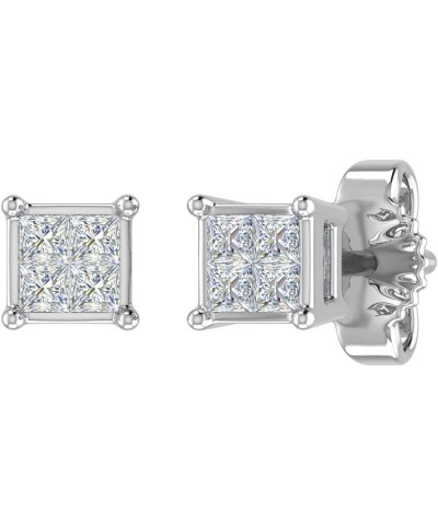 1/10 to 3/4 Carat Invisible Set Princess Cut Diamond Stud Earrings in 10K Gold - IGI Certified White Gold 0.1 carats $44.95 E...